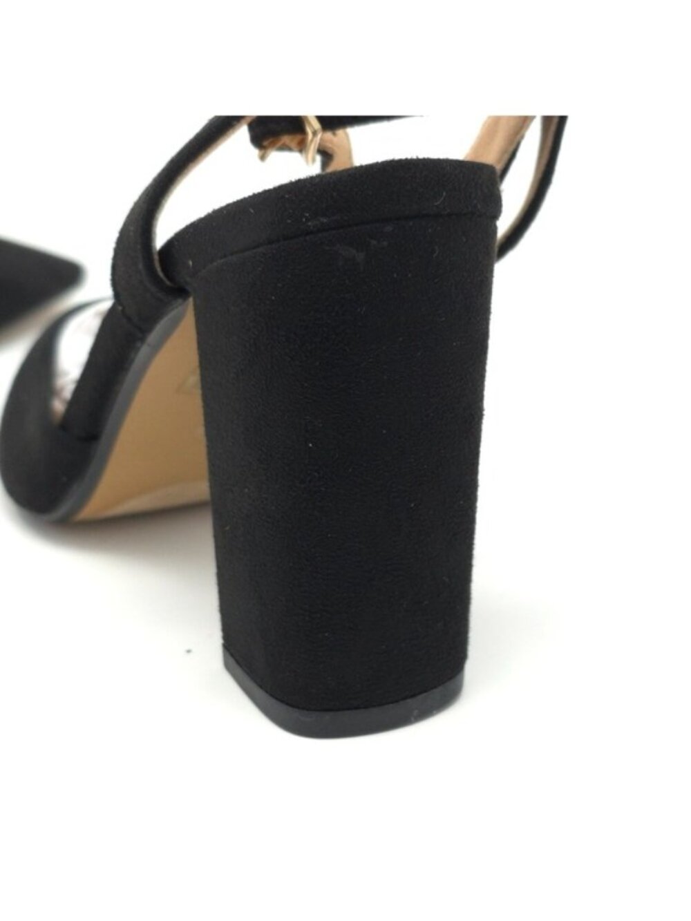 Journee Tyyra Black Vegan Suede Block Heel Pumps Wide US 6 - Picture 7 of 10